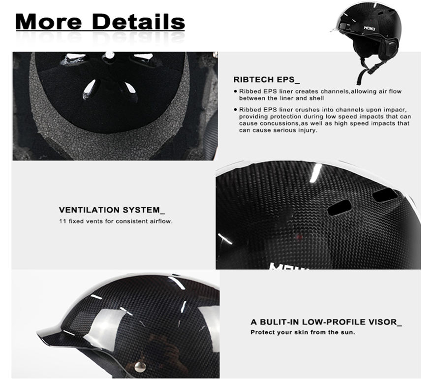 carbon fiber adult ski ＆ snowboard helmets HM014