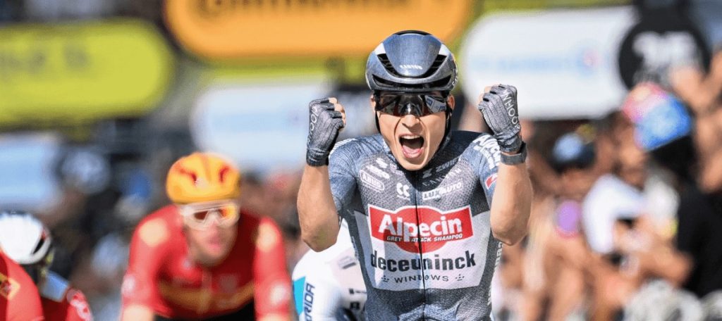 2024 Tour de France Stage 16 from Gruissan to Nimes won by Alpecin Deceuninck rider Jasper Philipsen wearing a Gamechanger 2.0 helmet