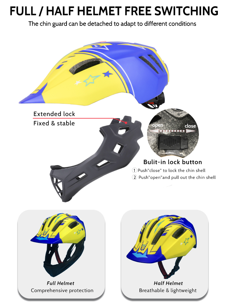 detachable kids full-face helmets