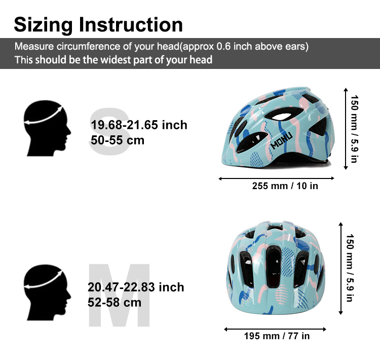 Children's helmet sizing instruction