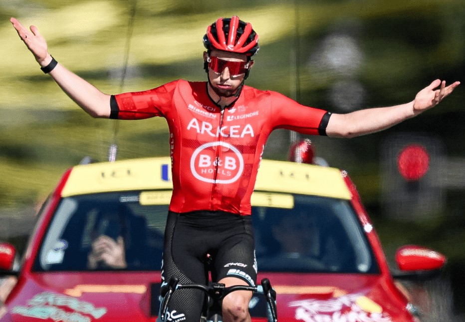 Kevin Vauquelin of Arkéa B&B Hotels wins the first stage in the center of Bologna wearing an Ekoi helmet Winner of the second stage of the 2024 Tour de France