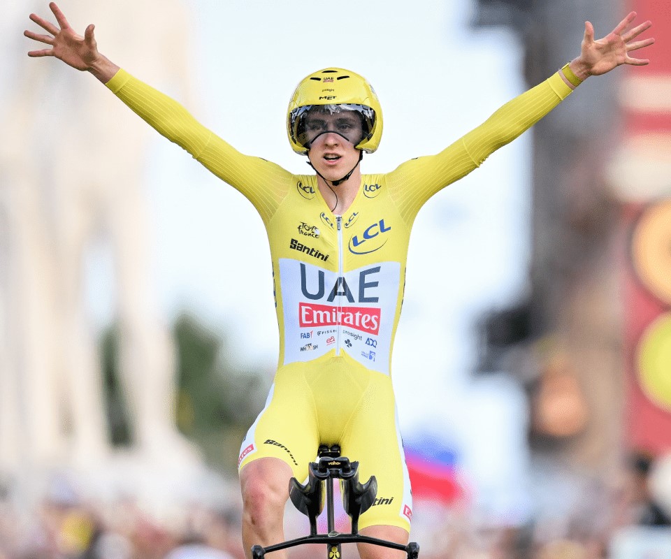 Tadej Pogacar of UAE Team Emirates won the final stage (ITT stage) of the 2024 Tour de France from Monaco to Nice wearing a Met helmet